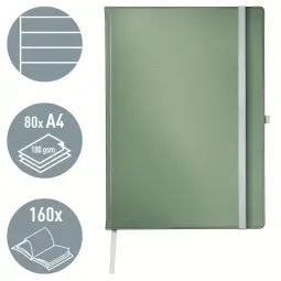 Leitz Style Notebook A4 ruled with hardcover 80 sheets. Celadon Green - Outer carton of 5