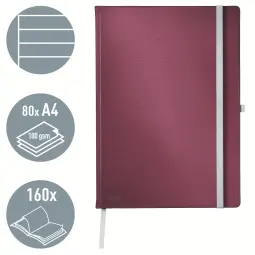 Leitz Style Notebook A4 ruled with hardcover 80 sheets.Garnet Red - Outer carton of 5