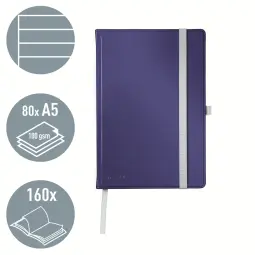 Leitz Style Notebook A5 ruled with hardcover 80 sheets. Titan Blue - Outer carton of 5