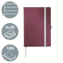 Leitz Style Notebook A5 ruled with hardcover 80 sheets.Garnet Red - Outer carton of 5