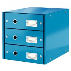 Leitz WOW Click & Store Drawer Cabinet 3 drawers For A4 formats Blue