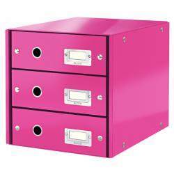 Leitz WOW Click & Store Drawer Cabinet 3 drawers For A4 formats Pink