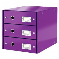 Leitz WOW Click & Store Drawer Cabinet 3 drawers For A4 formats Purple