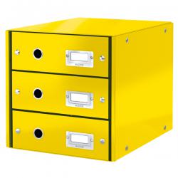 Leitz WOW Click & Store Drawer Cabinet 3 drawers For A4 formats Yellow