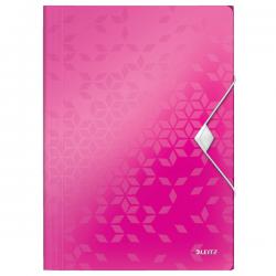 Leitz WOW 3 Flap Folder A4 Polypropylene Pink Metallic Pack of 10