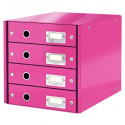 Leitz WOW Click & Store Drawer Cabinet 4 drawers For A4 formats Pink