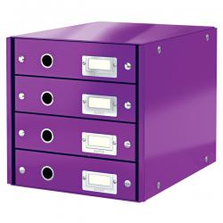 Leitz WOW Click & Store Drawer Cabinet 4 drawers For A4 formats Purple