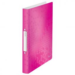 Leitz WOW Ringbinder A4 Polypropylene 2 O-Ring 25mm Pink Metallic Pack of 10