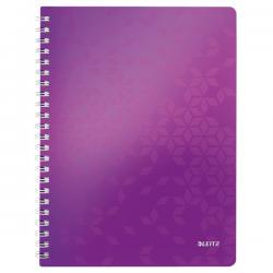 Leitz WOW Notebook A4 ruled wirebound Polypropylene cover Purple Pack of 6