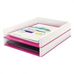 Leitz A4 WOW Letter Tray White/Metallic Pink