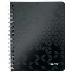 Leitz Notebook A5 ruled wirebound Polypropylene cover Black Pack of 6