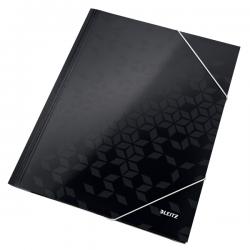 Leitz WOW Card 3-Flap Folder A4 Black Pack of 10