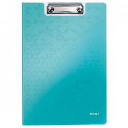 Leitz WOW Clipfolder with Cover A4 Metallic Ice Blue Pack of 10