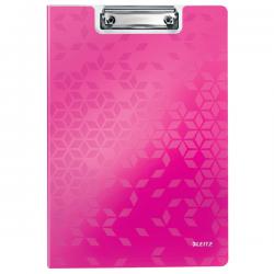 Leitz WOW Clipfolder with Cover A4 Metallic Pink Pack of 10