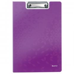 Leitz WOW Clipfolder with Cover A4 Metallic Purple Pack of 10