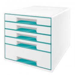 Leitz WOW CUBE Drawer Cabinet 5 drawers 1 big and 4 small A4 Maxi White/ice Blue