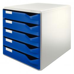 Leitz Desktop Post Set 5 Drawer A4 Grey With Blue Drawers