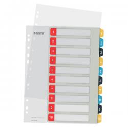 Leitz Cosy 1-10 Printable Index PP 10 coloured tabs A4 Maxi format Pack of 15