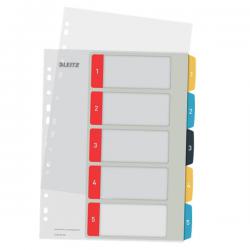 Leitz Cosy 1-5 Printable Index PP 5 coloured tabs printed 1-5 A4 Maxi format Pack of 20