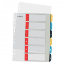 Leitz Cosy 1-6 Printable Index PP 6 coloured tabs printed 1-6 A4 Maxi format Pack of 20