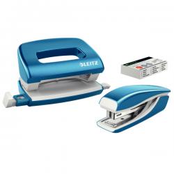 Leitz NeXXt WOW Mini Stapler and Hole Punch Set Blue