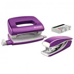 Leitz NeXXt WOW Mini Stapler and Hole Punch Set Purple