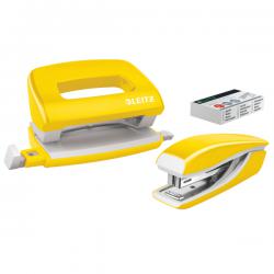 Leitz WOW NeXXt Mini Stapler and Hole Punch Set Yellow