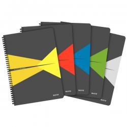 Leitz Office Notebook A4 ruled wirebound Polypropylene cover Assorted Pack of 5