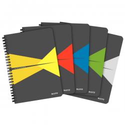 Leitz Office Notebook A5 ruled wirebound Polypropylene cover Assorted Pack of 5