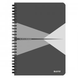 Leitz Office Notebook A5 ruled wirebound Polypropylene cover Grey Pack of 5