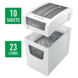 Leitz IQ Slim Home Office Paper Shredder 10 sheets 23 Litre bin P4 cross cut White