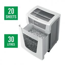 Leitz IQ Office Pro Paper Shredder 20 sheets 30 Litre bin P4 cross cut White