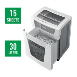 Leitz IQ Office Pro Paper Shredder 15 sheets 30 Litre bin P5 micro cut White