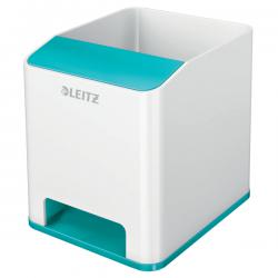 Leitz WOW Sound Pen Holder With sound boosting White/ice blue