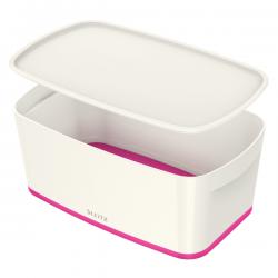 Leitz MyBox WOW Small with lid Storage Box 5 litre White/Pink Pack of 4