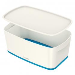 Leitz MyBox WOW Small with lid Storage Box 5 litre White/Blue Pack of 4