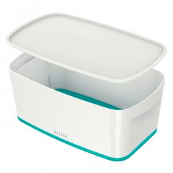 Leitz MyBox WOW Small with lid Storage Box 5 litre White/Ice Blue Pack of 4