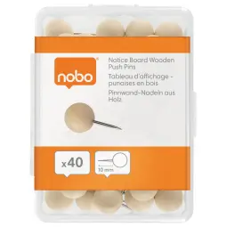 Nobo Notice Board Wooden Push Pins - 40pcs