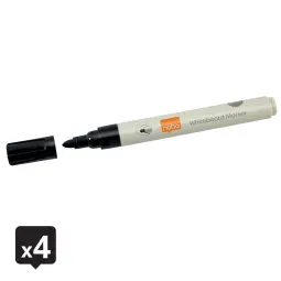 Nobo Whiteboard Pens, Bullet Tip Marker - 4 Pack
