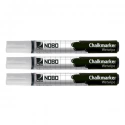 Nobo Chalk Marker White Pack of 3