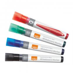 Nobo Liquid Ink Drywipe Markers Assorted Colours Pack of 4