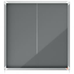 Nobo Premium Plus Felt Lockable Notice Board 12xA4 Grey Sliding