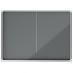 Nobo Premium Plus Felt Lockable Notice Board 18xA4 Grey Sliding