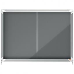 Nobo Premium Plus Felt Lockable Notice Board 8xA4 Grey Sliding