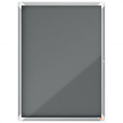 Nobo Premium Plus Felt Lockable Notice Board 9xA4 Grey Hinged