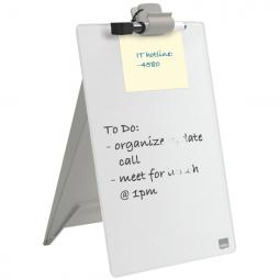 Nobo Glass Desktop Dry Wipe Easel White Clipboard