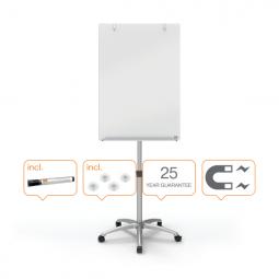 Nobo Glass Flipchart Easel White 1850 x 700mm Mobile Magnetic Whiteboard