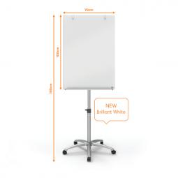 Nobo Glass Flipchart Easel White 1850 x 700mm Mobile Magnetic Whiteboard