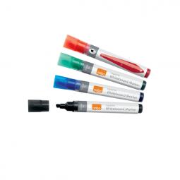 Nobo Liquid Ink Whiteboard Pens Chisel Tip Pack of 4 Assorted