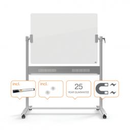 Nobo Glass Revolving Mobile Whiteboard White 1200 x 900mm Magnetic Glass